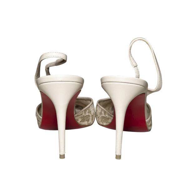 Christian Louboutin NIB Kate Max O Sling Lace Nude Leather Heels Pumps 40.5 NEW - Picture 5 of 9